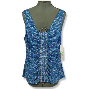 Rafaella Petite Women's Blue Green Tank Size Large